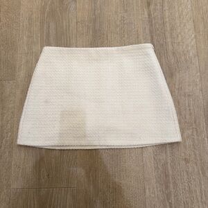 Abercrombie & Fitch Cream Textured Bouclé Scarlett Mini Skort Skirt